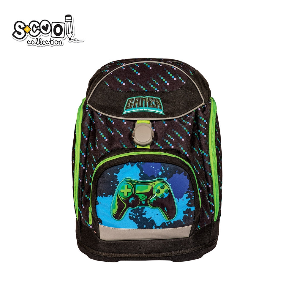 Ghiozdan modern baieti, tematica GAMER, inchidere fermoar/buton magnetic, curea talie, baza spuma EVA - imagine 12